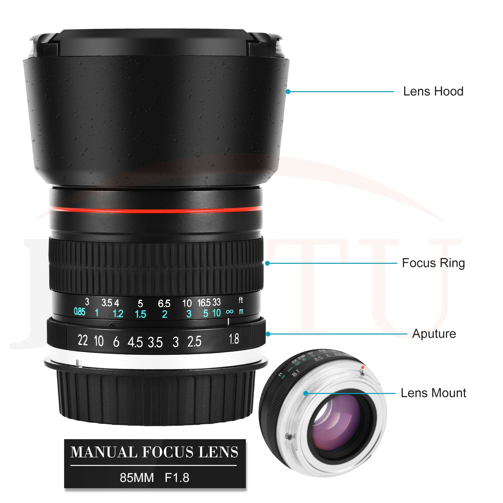 Factory JINTU 85mm F1.8 Medium Telephoto Manual Focus Lens for Canon EOS