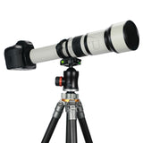 JINTU 650-1300mm Manual Telephoto Zoom Lens MF for NIKON SLR Camera D5300 D850 D90 D5600 D5500 D5400 D5200 D5100 D3100 D3200 D3300 D90 D7100 D7200 D7500 D610 D750 D800 D780 +Bag White