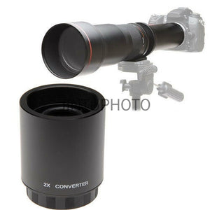 JINTU 2X Teleconverter Lens Manual Focus Converter Lens compatible with 420-800mm 650-1300mm 500mm 900mm Camera T-mount Lenses