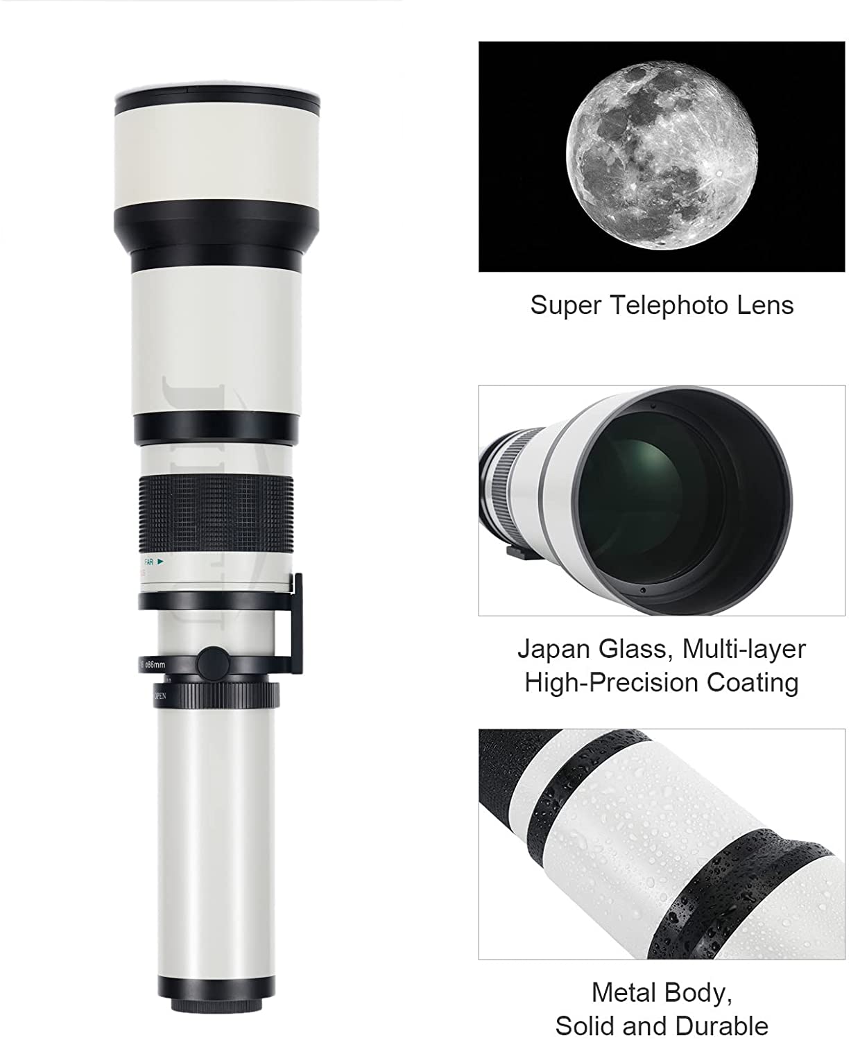 JINTU 650-2600mm 650-1300mm +2X Teleconver Telephoto Lens Zoom